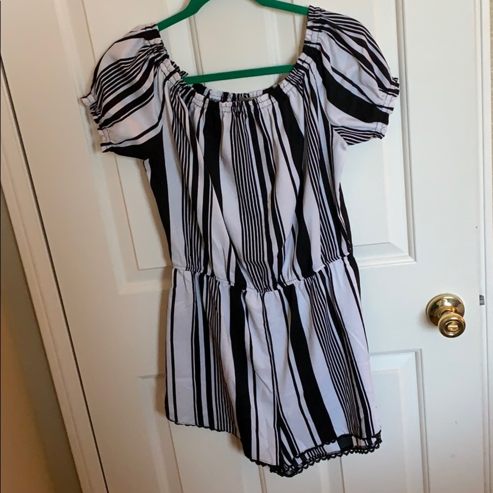 Stripe Off the Shoulder Romper
